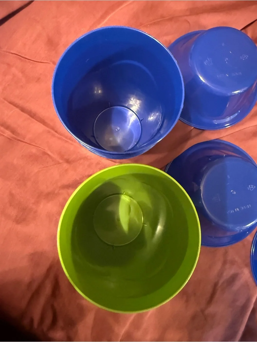 Blue and Green Plastic Cup and Bowl Set - Lightweight Dining Essentials